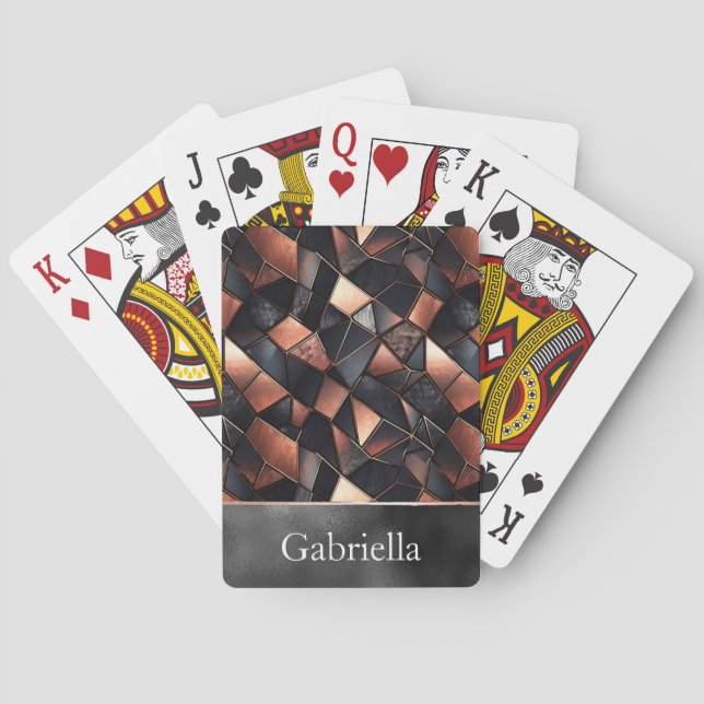 Baraja De Cartas Baldosas de oro de Rosa negro (Reverso)