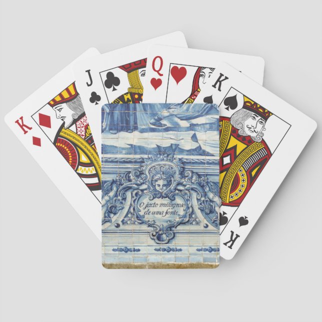 Baraja De Cartas Baldosas de pared azules y blancas de Portugal con (Reverso)