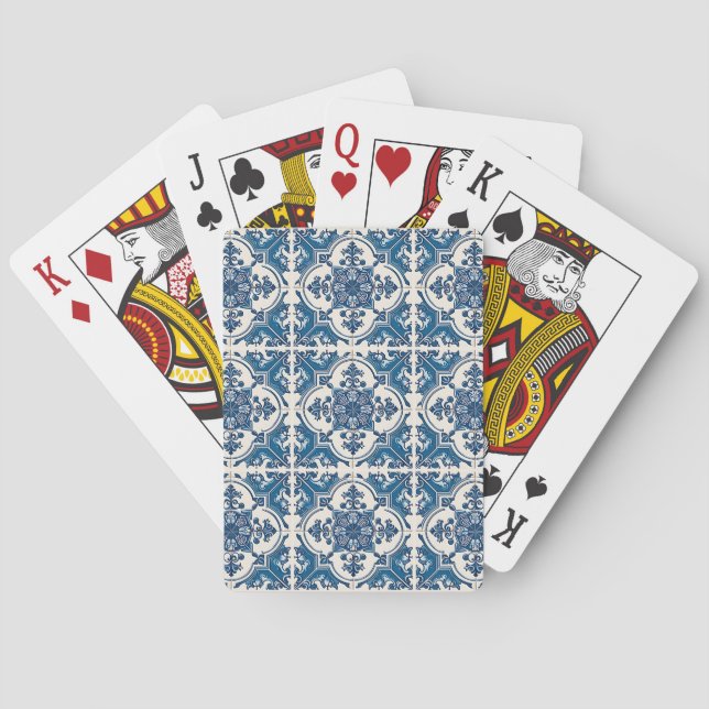 Baraja De Cartas Baldosas mediterráneas, portuguesas, azulejo, mall (Reverso)