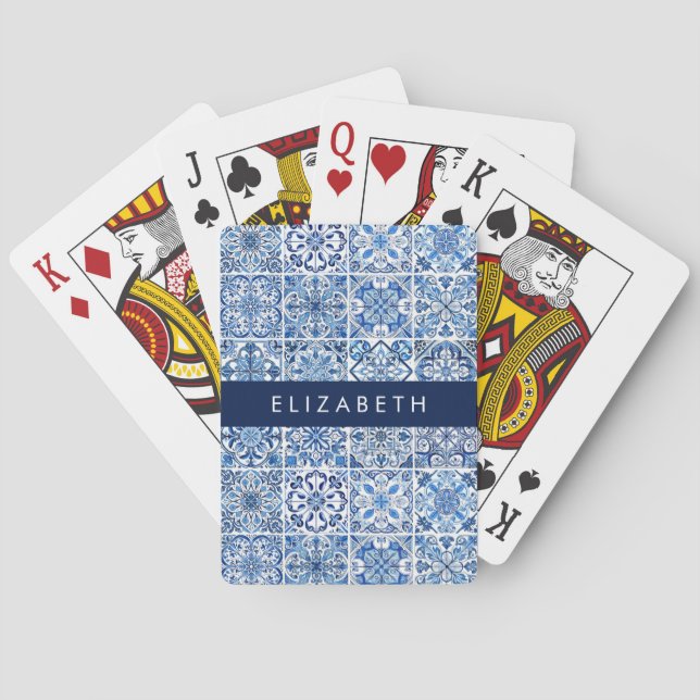 Baraja De Cartas Baldosas mediterráneas, portuguesas, azulejo, tu n (Reverso)