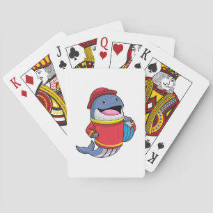 Baraja De Cartas Ballena como bombero con manguera