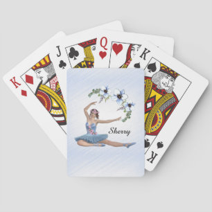 Baraja De Cartas Ballerina con nombre personal azul