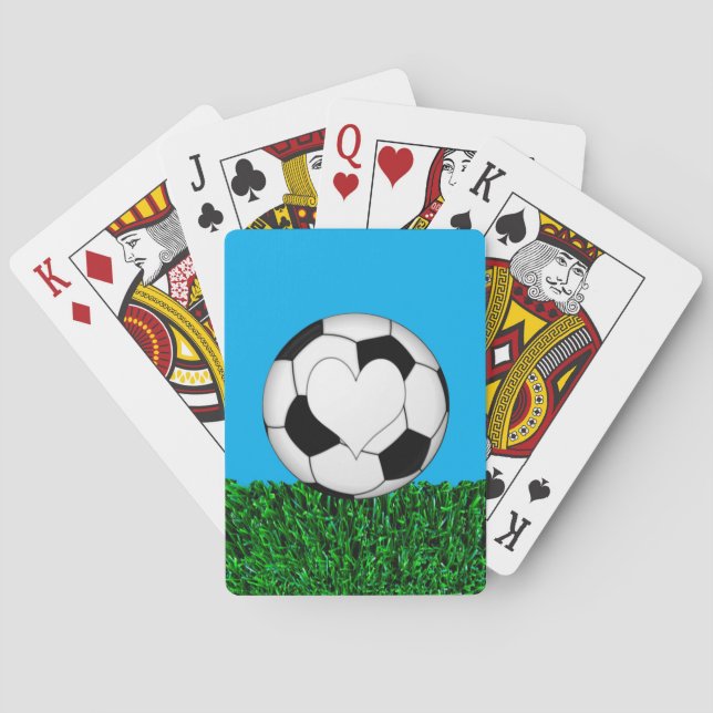 Baraja De Cartas Balón de fútbol con corazón personalizable (Reverso)