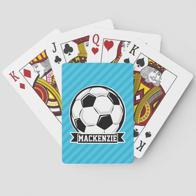 Baraja De Cartas Balón de fútbol; franjas azules del cielo (Reverso)
