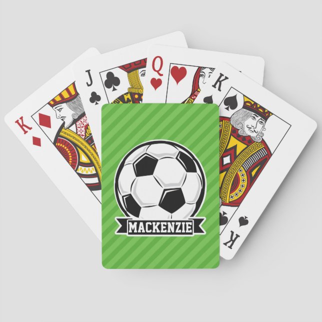 Baraja De Cartas Balón de fútbol; franjas verdes (Reverso)