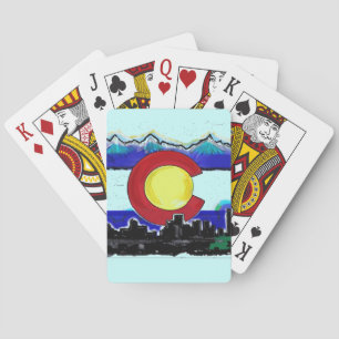 Baraja De Cartas Baloncesos artísticos de la skyline de Colorado De