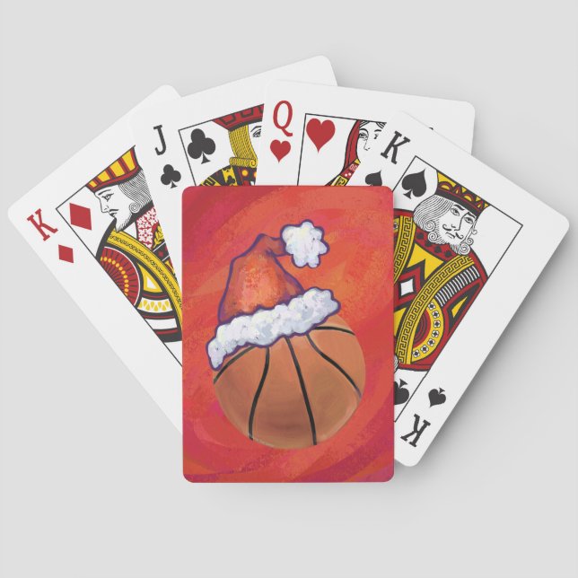 Baraja De Cartas Baloncesto en Santa Hat (Reverso)