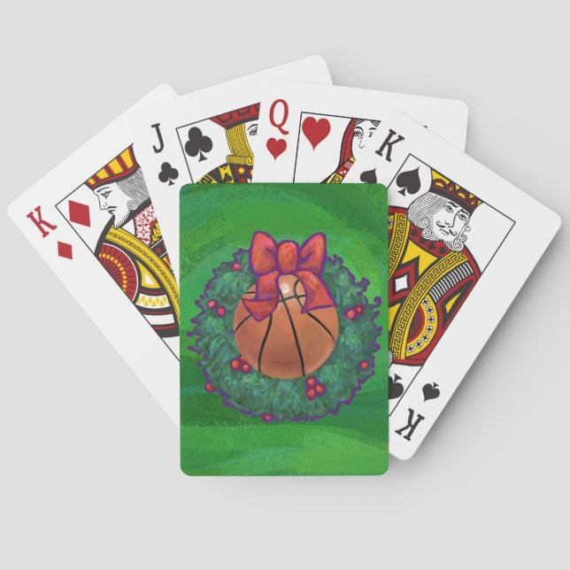 Baraja De Cartas Baloncesto en Wreath Navidades (Reverso)