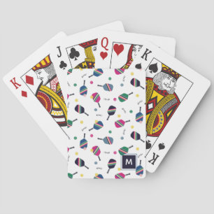Baraja De Cartas Baloncesto Monograma personalizado rosa verde azul