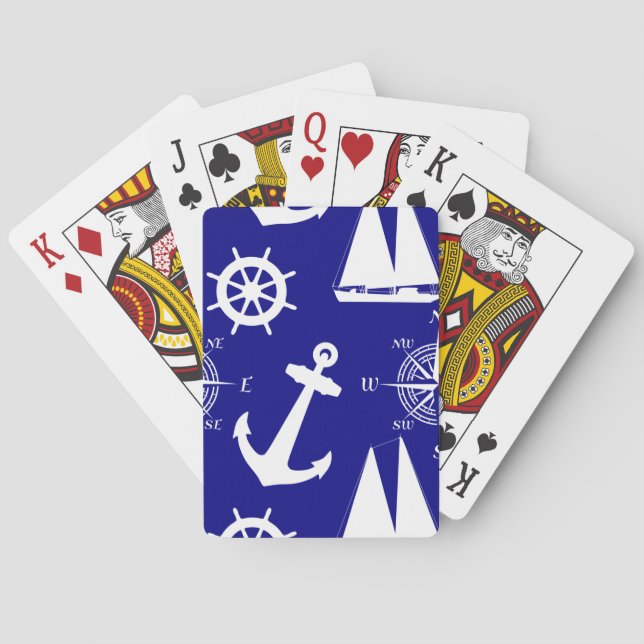 Baraja De Cartas Baloncesto Náutico Azul Blanco (Reverso)