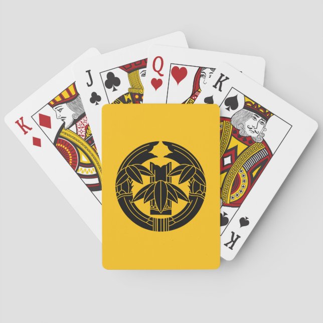 Baraja De Cartas Bambú cortado en hojas de bambú que abrazan (Reverso)