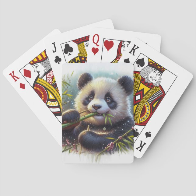 Baraja De Cartas Bambú de oso panda adorable (Reverso)