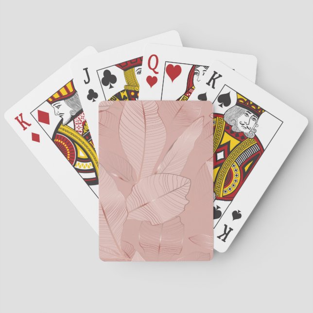 Baraja De Cartas Banana, hojas de palma: cobre brillante. (Reverso)