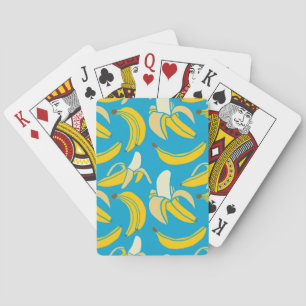 Baraja De Cartas Bananas amarillas, patrón de fondo azul