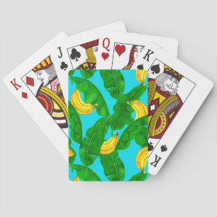 Baraja De Cartas Bananas y hojas diseño de acuarela