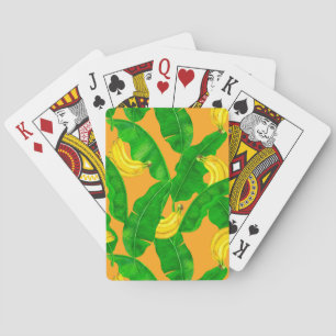 Baraja De Cartas Bananas y hojas diseño de acuarela