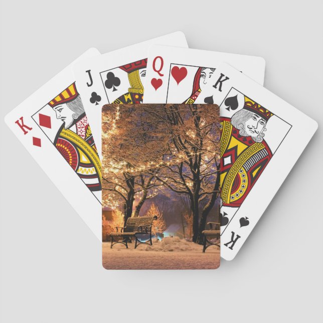 Baraja De Cartas Bancos de parque ligero para navidades (Reverso)