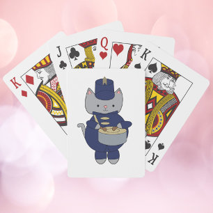 Baraja De Cartas Banda de Música Marchando del Gato Gris Baterista 