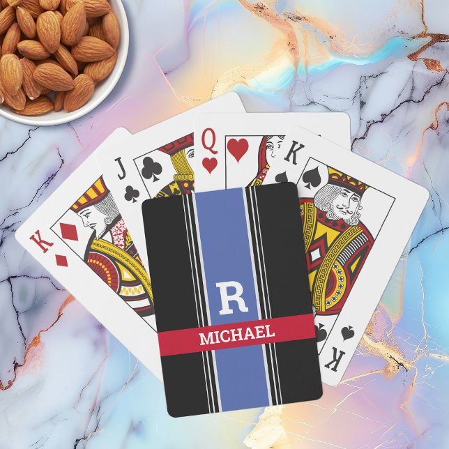 Baraja De Cartas Bandas azules rojas y negras, monograma audaz y no (Subido por el creador)