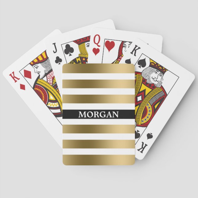 Baraja De Cartas Bandas De Oro Y Negro (Reverso)