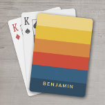 Baraja De Cartas Bandas de puesta de sol retro con nombre de serie<br><div class="desc">Bandas de rugby - Un patrón preppy con franjas atrevidas y un nombre. Si su arte todavía necesita ser ajustado,  haga clic en el botón Personalizar Este botón. Esto te llevará a un área de diseño donde podrás mover cosas e incluso cambiar de color.</div>