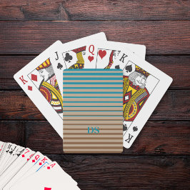 Baraja De Cartas Bandas horizontales Monograma marrón y azul