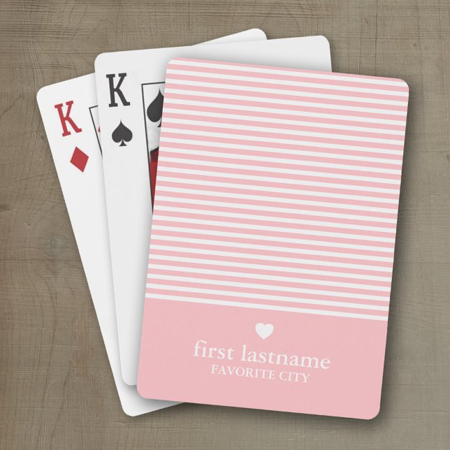 Baraja De Cartas Bandas modernas con monograma de alta escala de co (Personalized playing cards with a modern stripe pattern and a place for a name or monogram)