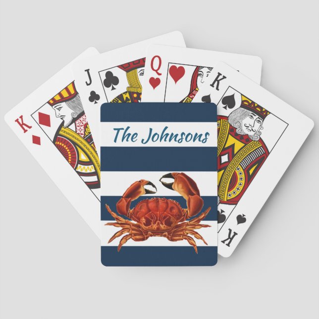 Baraja De Cartas Bandas náuticas del cangrejo rojo costero (Reverso)