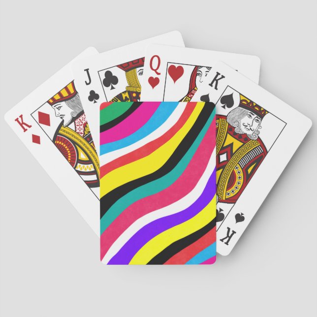 Baraja De Cartas Bandas onduladas Psicodélicas Multicolor (Reverso)