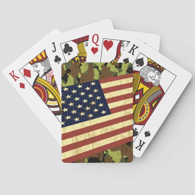 Baraja De Cartas Bandera americana Camo (Reverso)
