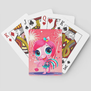 Baraja De Cartas Bandera Americana con Flamingo Cartoon-69217