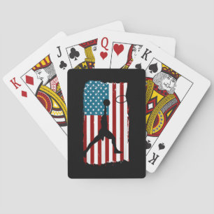 Baraja De Cartas Bandera Americana de EE. UU. Baloncesto Atleta Pat