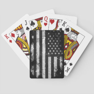 Baraja De Cartas Bandera americana del Grunge blanco y negro