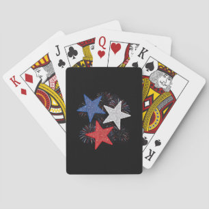 Baraja De Cartas Bandera Americana Fuegos Artificiales Estrellas 4 