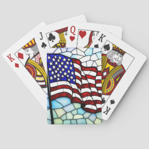 Baraja De Cartas Bandera Americana Mosaico de Vidrio Patriótico