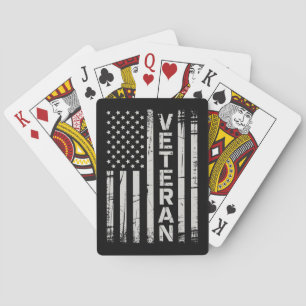 Baraja De Cartas Bandera Americana Patriótica Veterana del Ejército