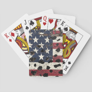 Baraja De Cartas Bandera Americana Rústica Estampado de Leopardo (2