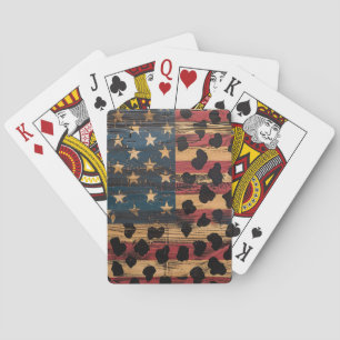Baraja De Cartas Bandera Americana Rústica Estampado de Leopardo (4