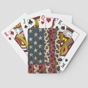 Baraja De Cartas Bandera Americana Rústica Estampado Leopardo (1)