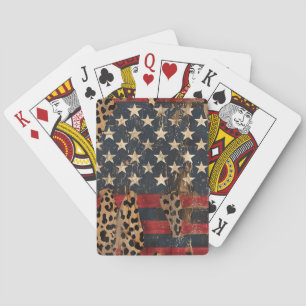 Baraja De Cartas Bandera Americana Rústica Estampado Leopardo (3)