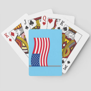Baraja De Cartas Bandera Americana sobre Fondo Azul