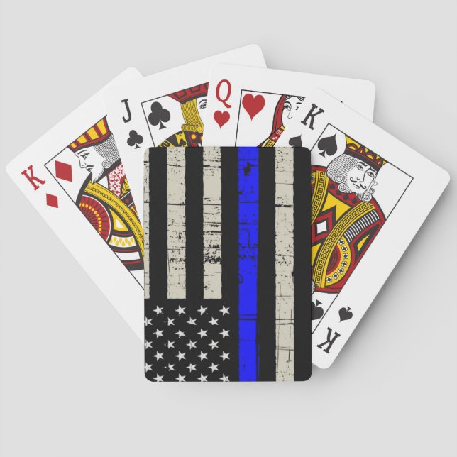 Baraja De Cartas Bandera Azul Apoyo policial a Estados Unidos (Reverso)