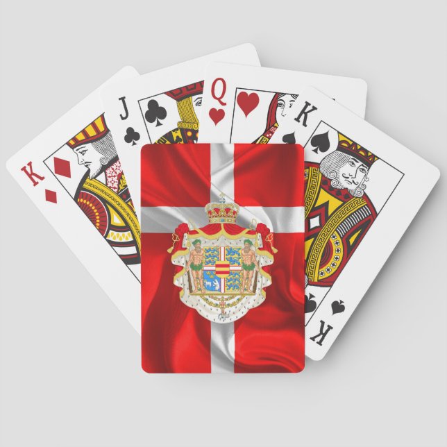 Baraja De Cartas Bandera-Capa danesa de brazos (Reverso)