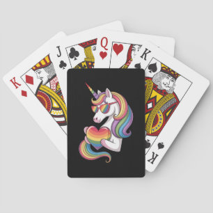 Baraja De Cartas Bandera de arcoíris de corazón de unicornio de org