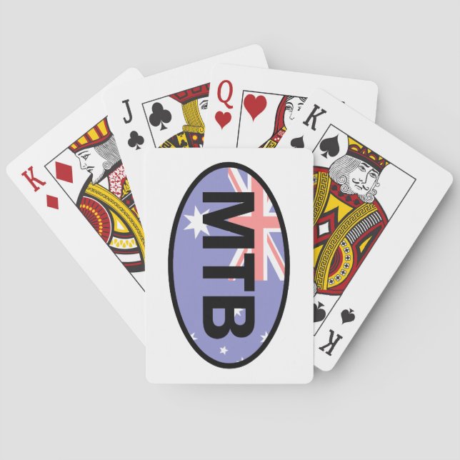 Baraja De Cartas Bandera de Australia en bicicleta de montaña (Reverso)