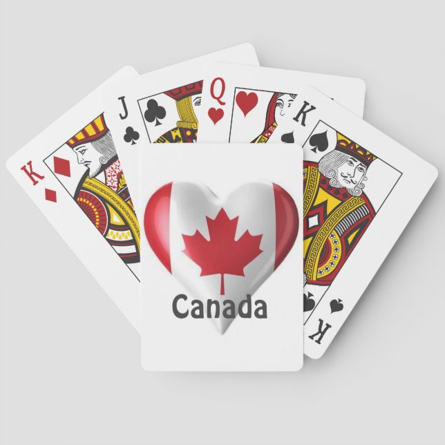 Baraja De Cartas Bandera de Canadá Corazón (Reverso)