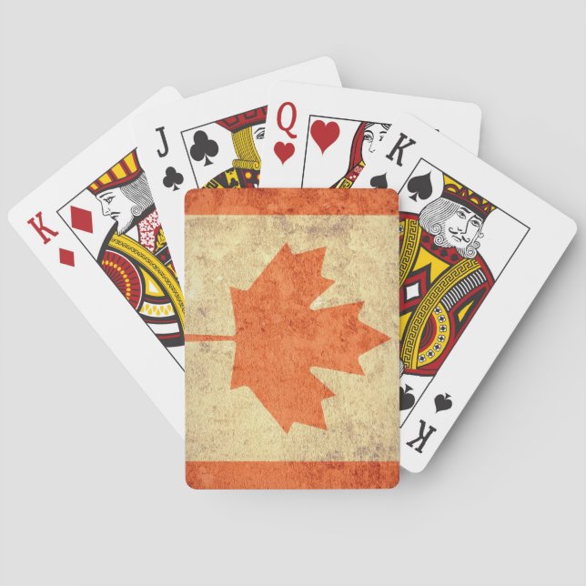 Baraja De Cartas Bandera de Canadá Grunge (Reverso)