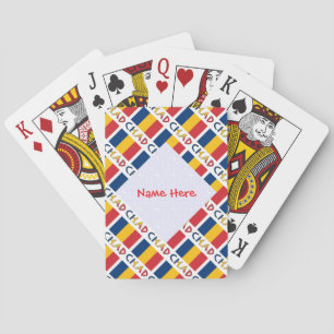 Baraja De Cartas Bandera de Chad en mosaico con nombre rojo persona