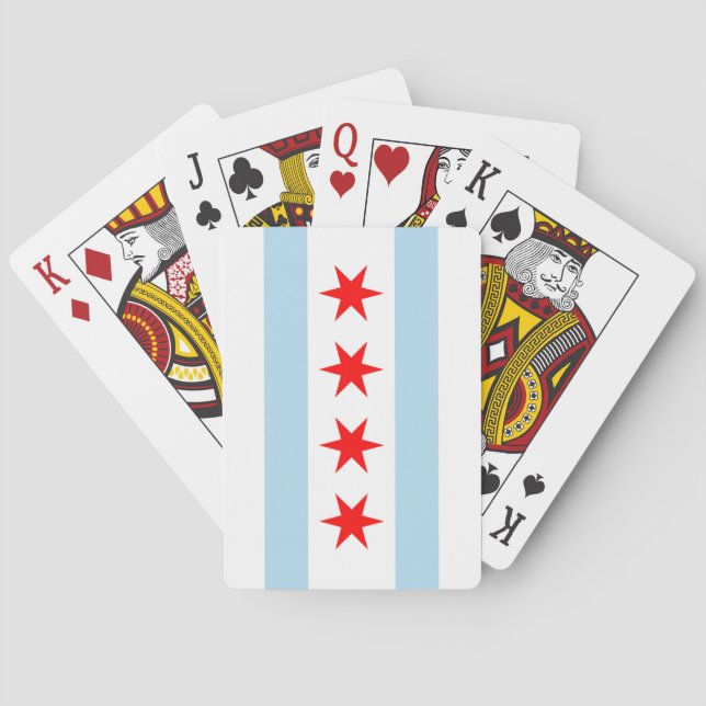 Baraja De Cartas Bandera de Chicago (Illinois) (Reverso)