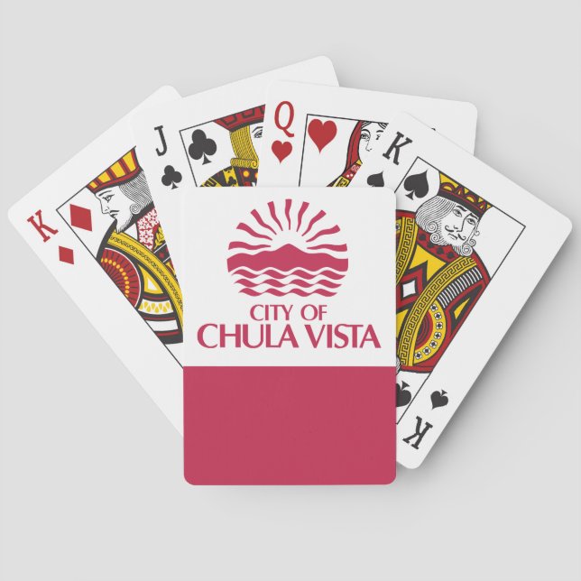 Baraja De Cartas Bandera de Chula Vista, California (Reverso)